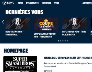 Page d'accueil du site de la ESWC
